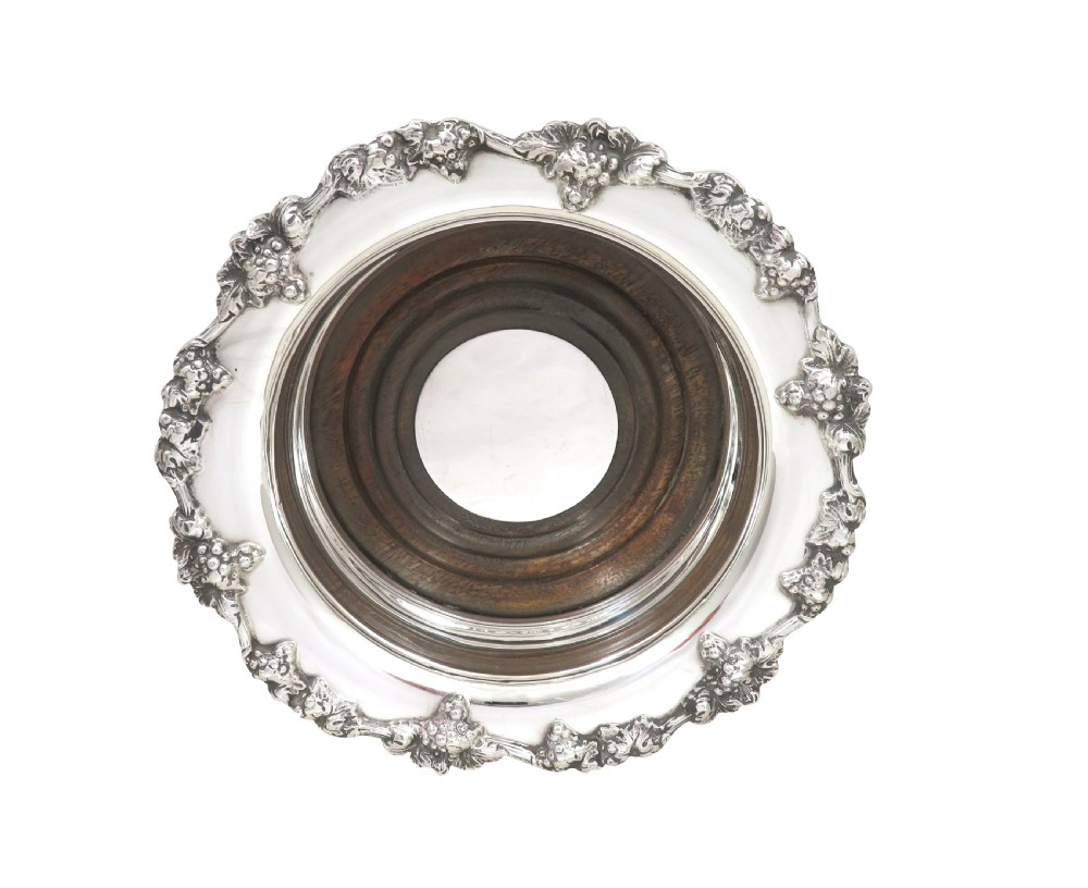 Pair of Vintage Sterling Silver 'Grape & Vine' Wine Coasters  View IV