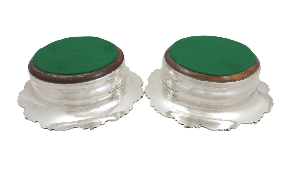 Pair of Vintage Sterling Silver 'Grape & Vine' Wine Coasters  View V