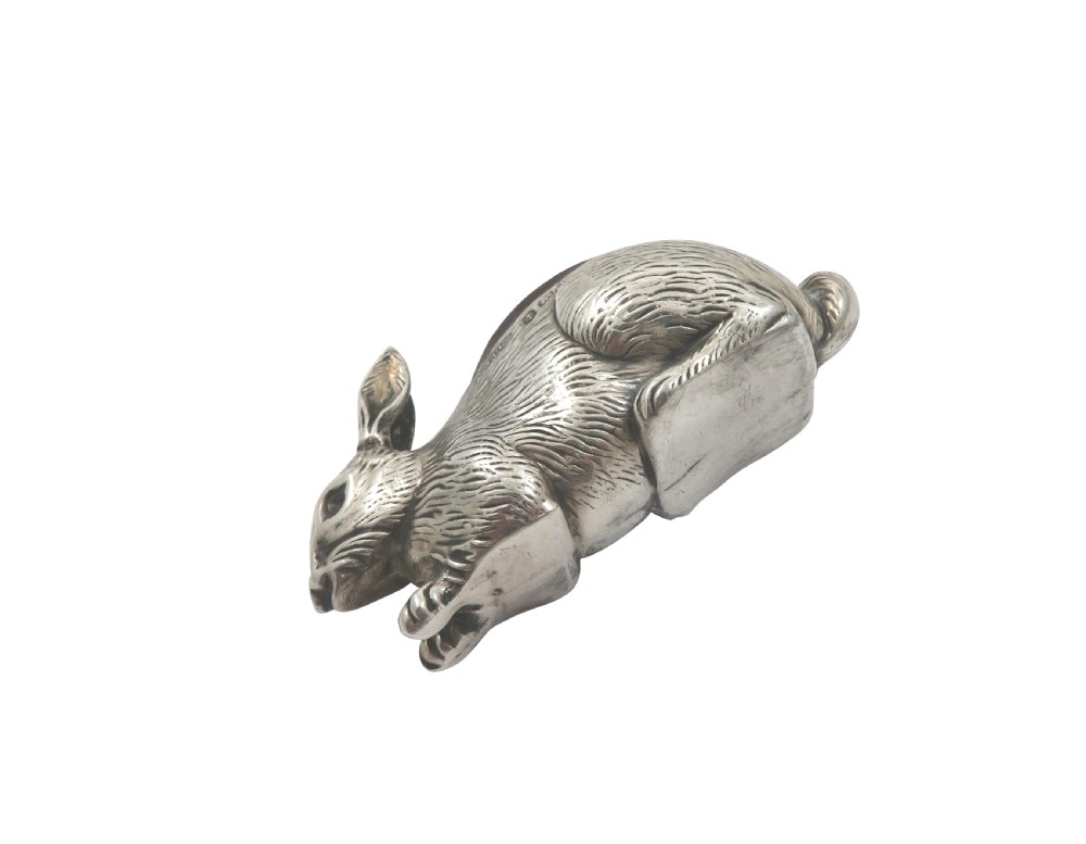 Antique Edwardian Sterling Silver Rabbit Pin Cushion 1909 View VII
