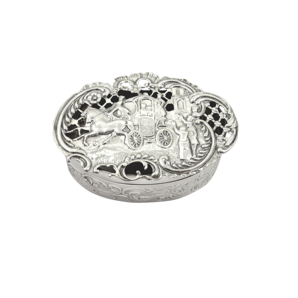 Antique Edwardian Sterling Silver Marriage Box 1904