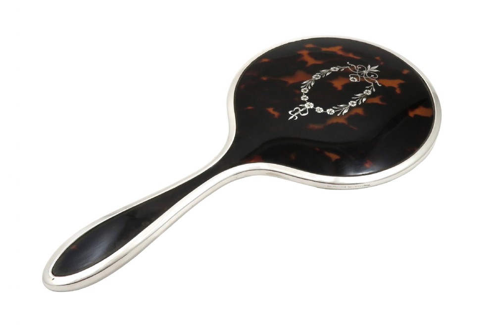 Antique Sterling Silver & Tortoiseshell Hand Mirror 1923 View VIII