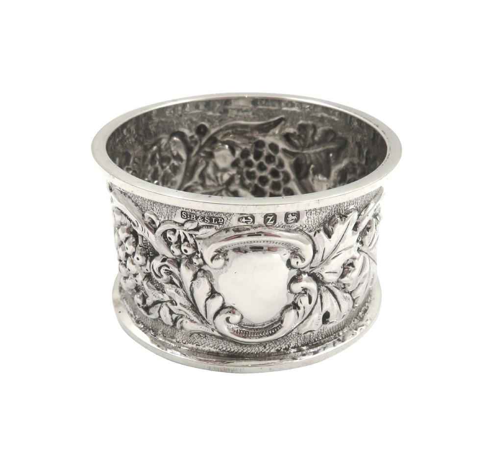 Antique Victorian Sterling Silver Napkin Ring in Case 1899 View II