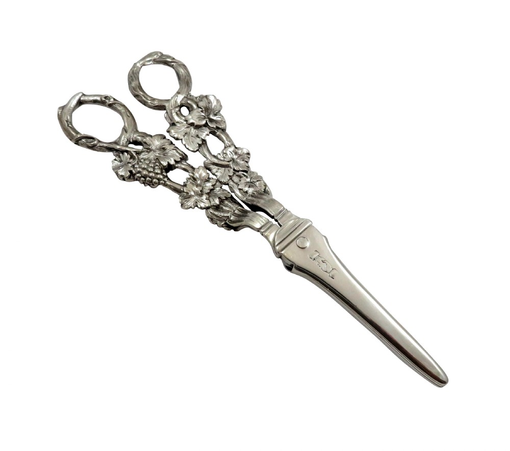 Pair of Antique Victorian Sterling Silver Grape Shears / Scissors 1837 View VI