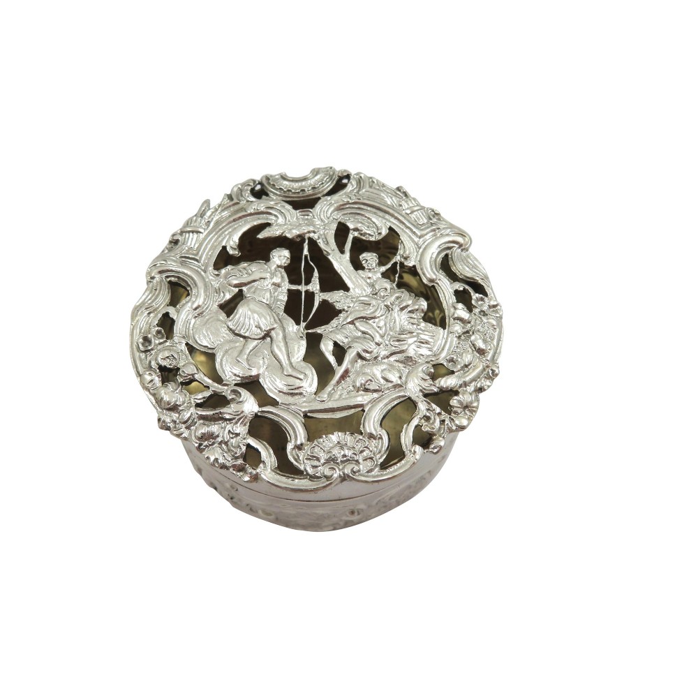 Antique Edwardian Sterling Silver Pierced Lid Trinket Box 1908