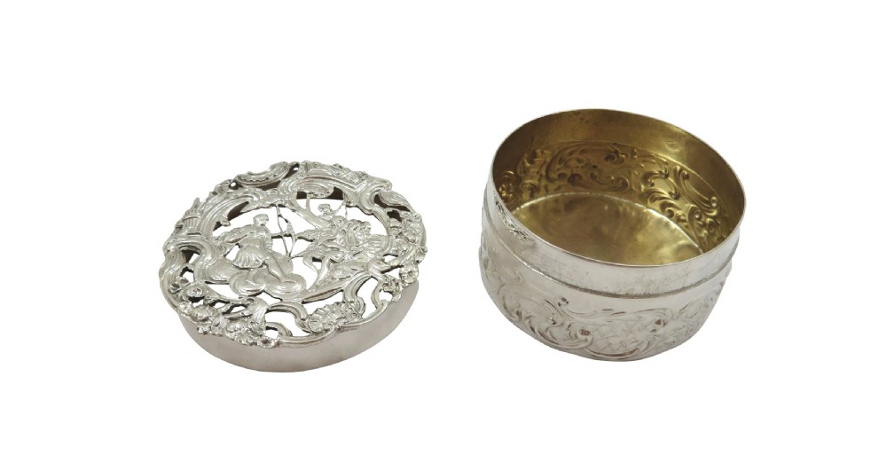 Antique Edwardian Sterling Silver Pierced Lid Trinket Box 1908 View V