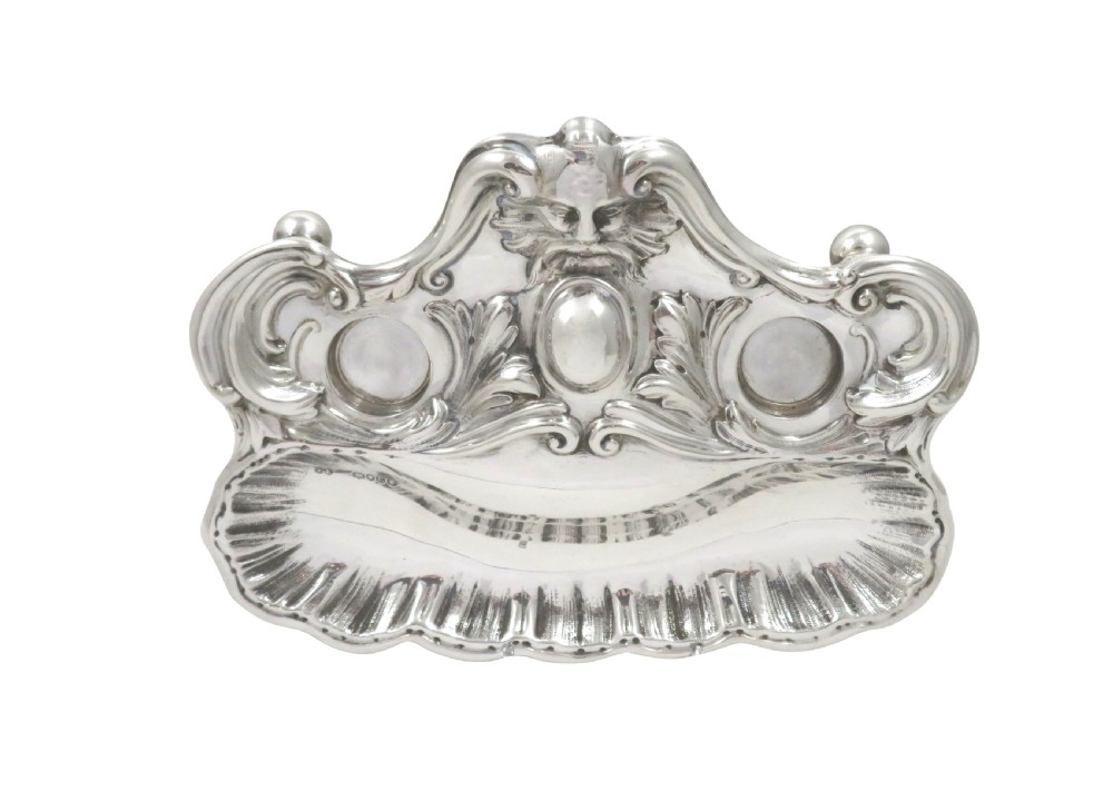 Antique Victorian Sterling Silver Double Inkstand 1880 View II
