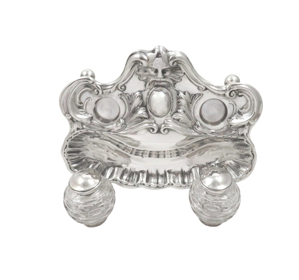 Antique Victorian Sterling Silver Double Inkstand 1880 View VI