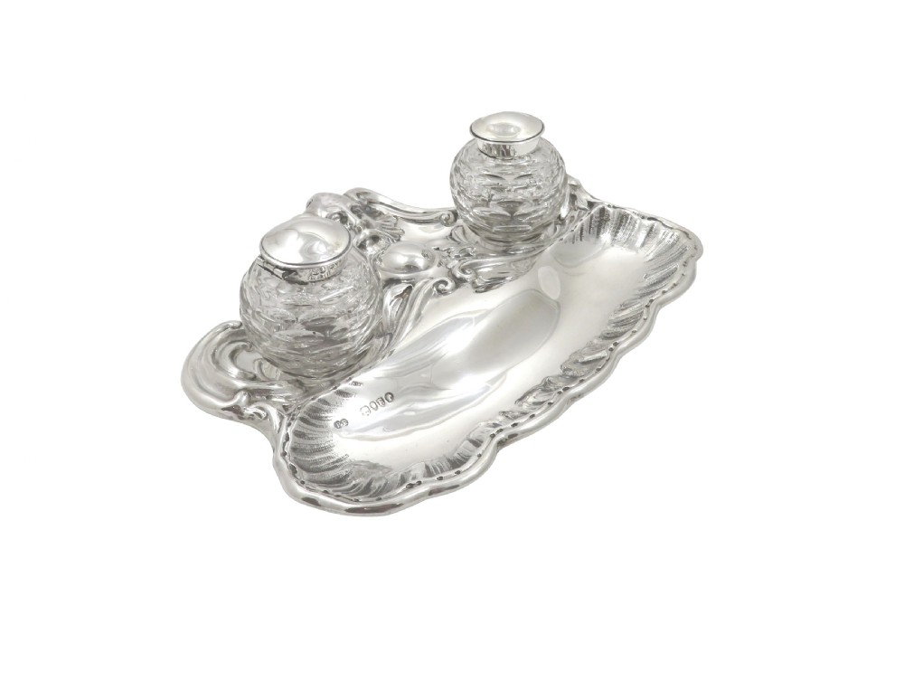 Antique Victorian Sterling Silver Double Inkstand 1880 View VIII