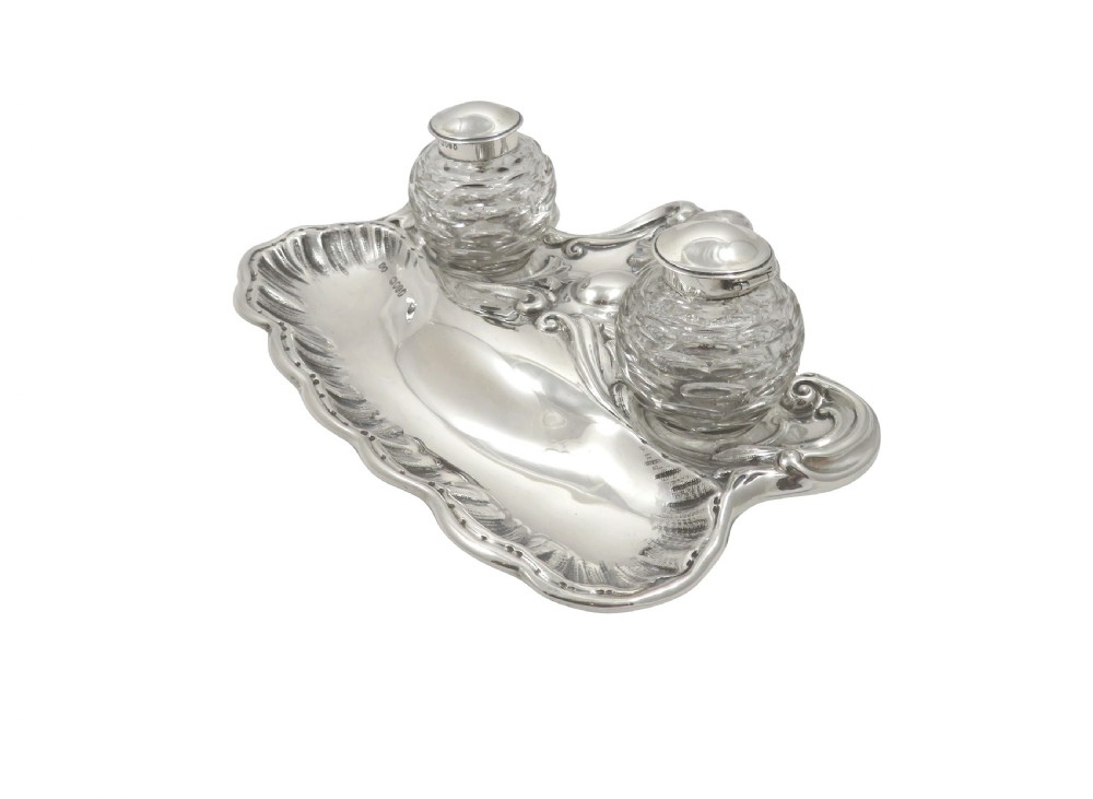 Antique Victorian Sterling Silver Double Inkstand 1880 View IX