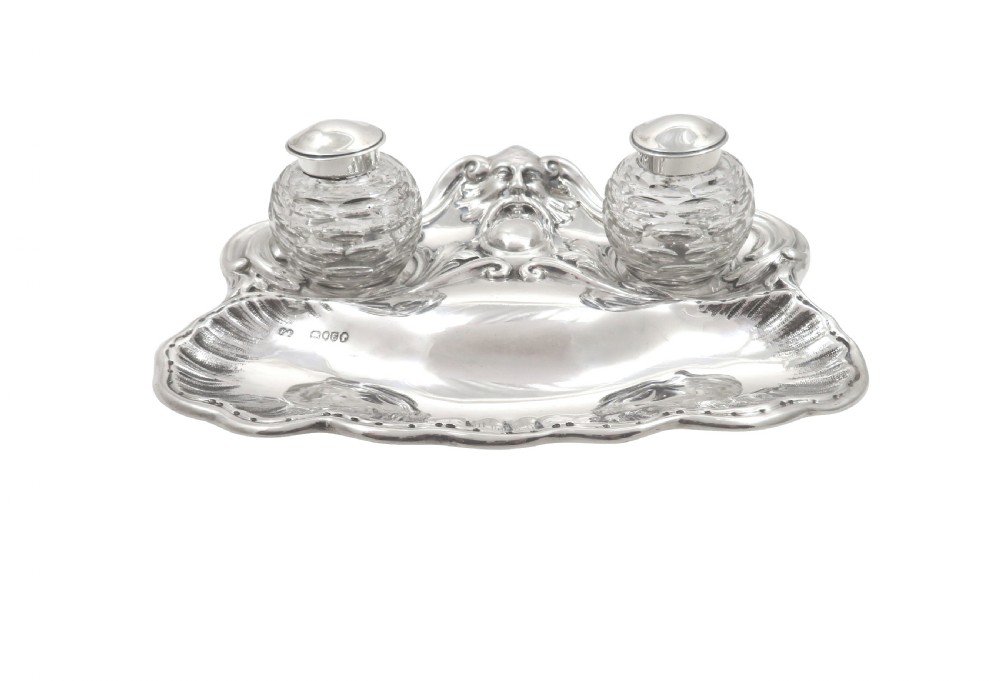 Antique Victorian Sterling Silver Double Inkstand 1880 View XI