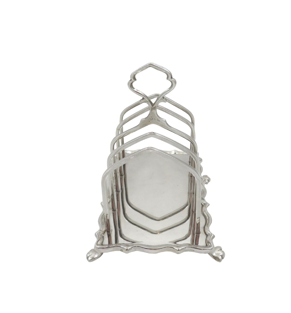 Antique Edwardian Sterling Silver Toast Rack 1910 View III