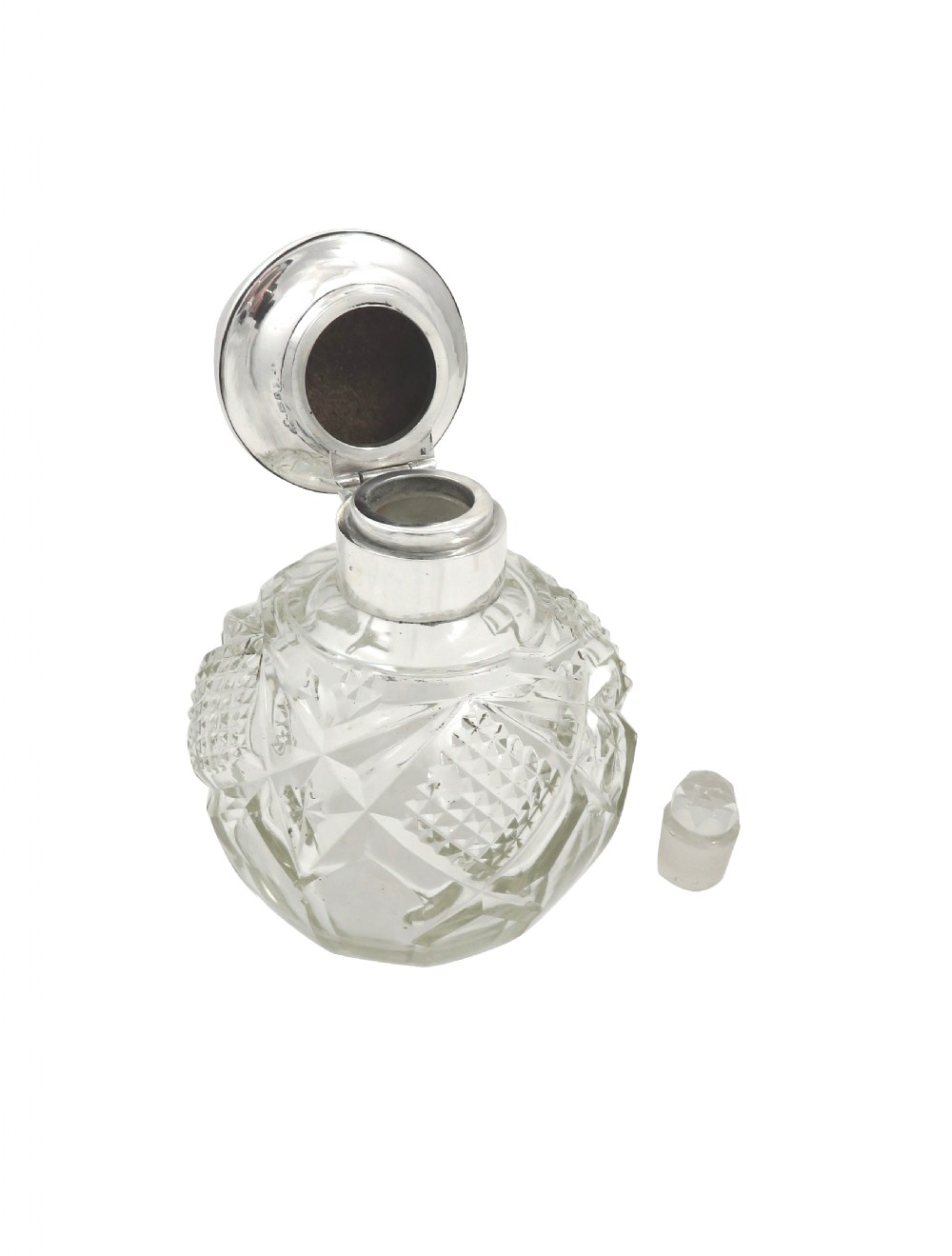 Antique Sterling Silver & Blue Enamel Scent / Perfume Bottle 1925 View III
