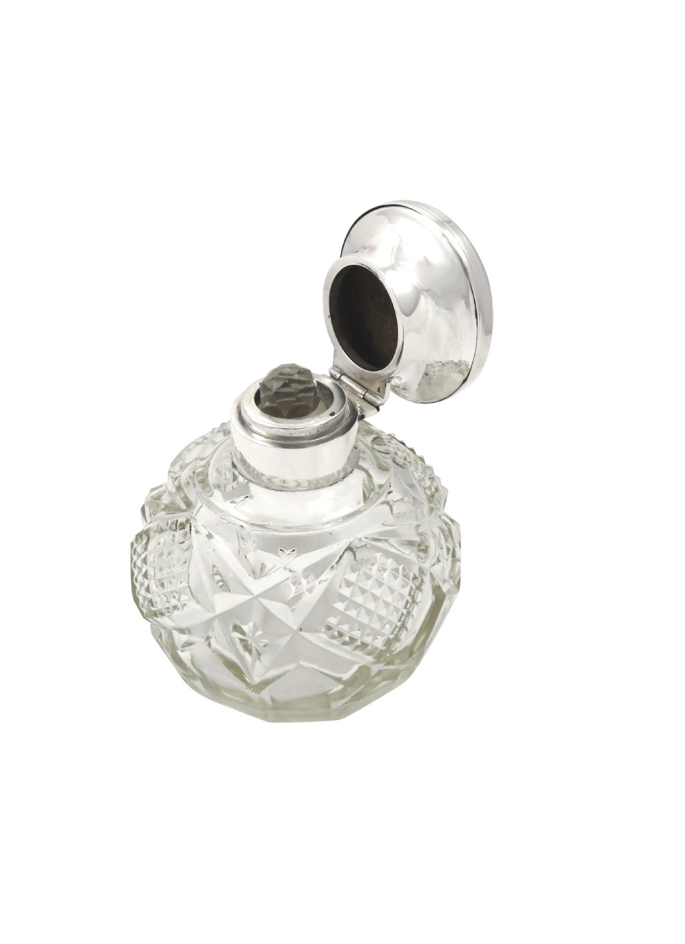 Antique Sterling Silver & Blue Enamel Scent / Perfume Bottle 1925 View VI