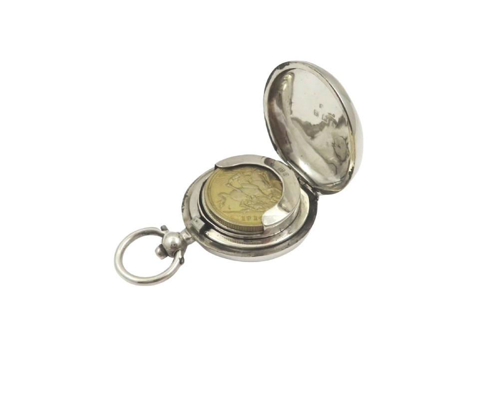 Antique Edwardian Sterling Silver Sovereign Case 1910 View VII