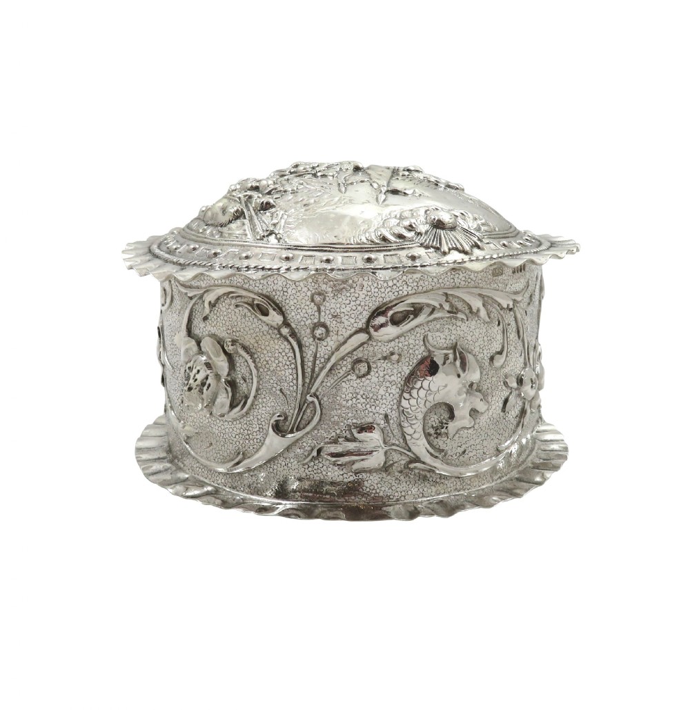 Antique Victorian Sterling Silver Trinket/Table Box 1893 - Battle Scene View V