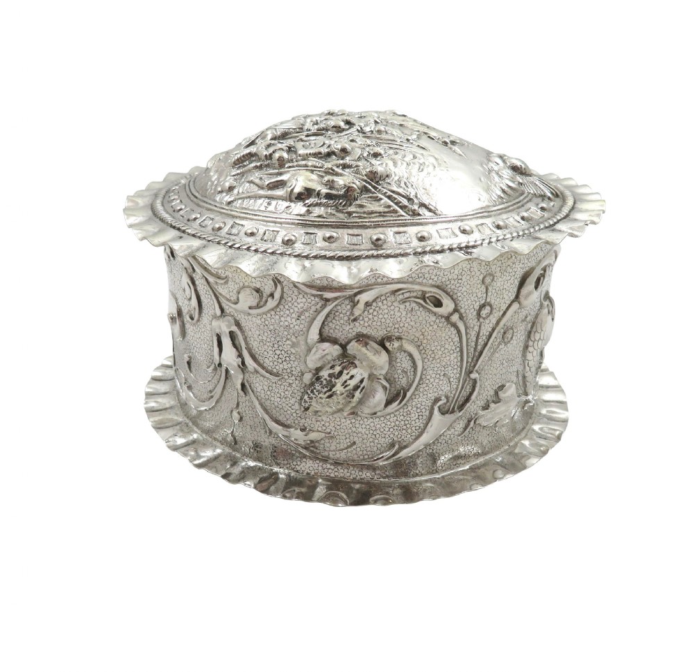 Antique Victorian Sterling Silver Trinket/Table Box 1893 - Battle Scene View VII