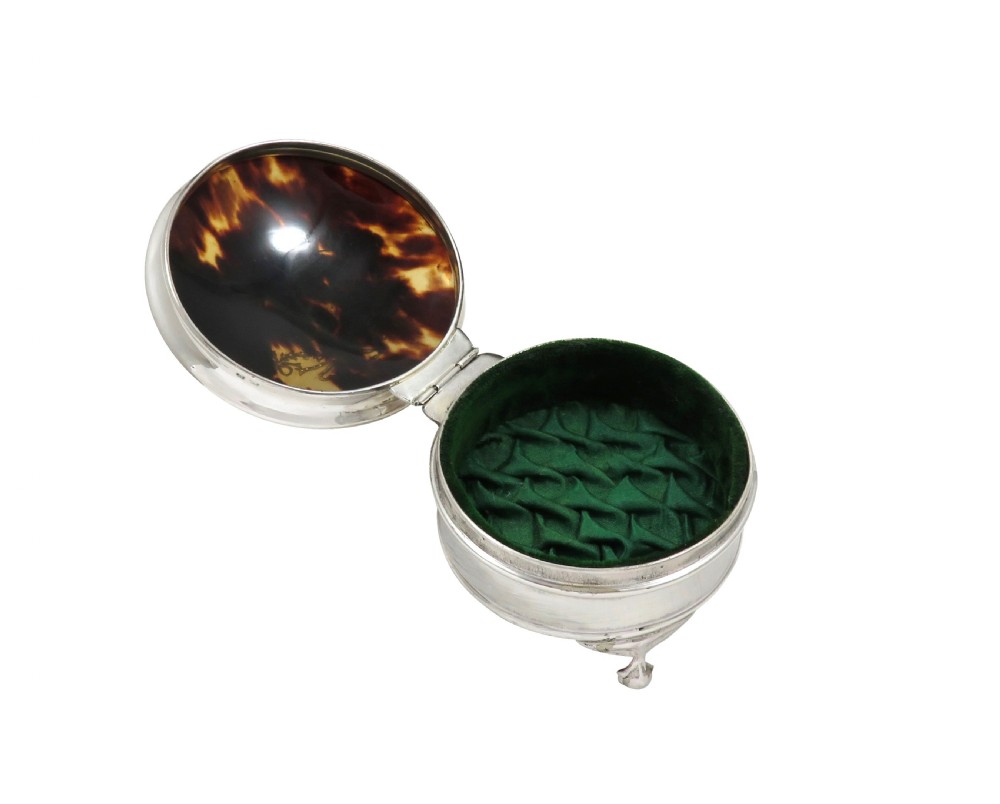 Antique Sterling Silver & Tortoiseshell Trinket Box 1917 View II