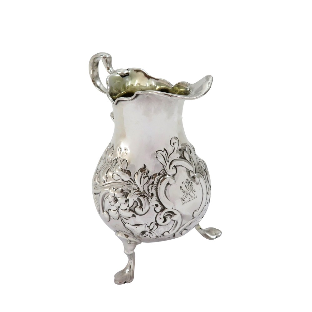 Antique Victorian Sterling Silver Jug with Lion Crest 1843