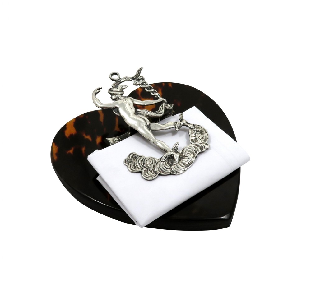 Antique Victorian Sterling Silver & Tortoiseshell Desk Top 'Hermes' Letter Clip 1895 View VII
