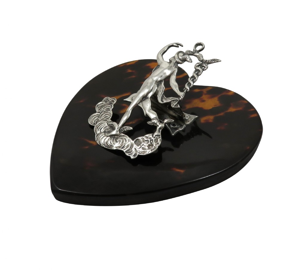 Antique Victorian Sterling Silver & Tortoiseshell Desk Top 'Hermes' Letter Clip 1895 View IX