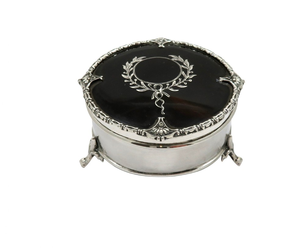 Antique Edwardian Sterling Silver & Tortoiseshell Trinket Box 1910 View IX