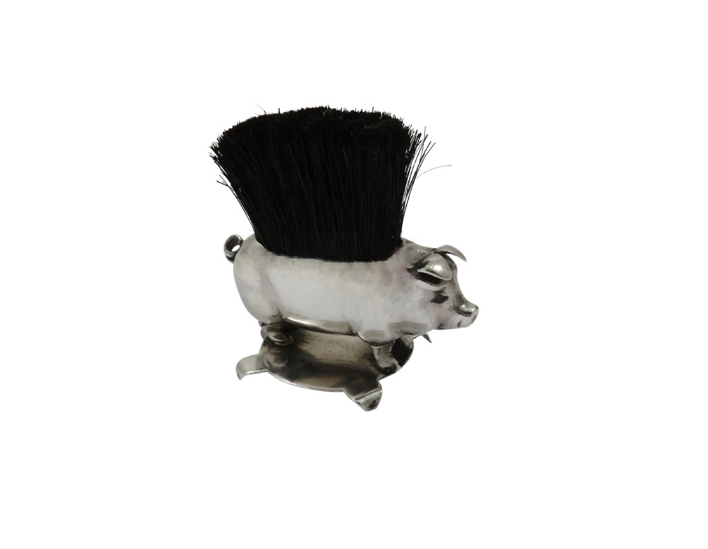 Antique Sterling Silver Desk Top 'Pig' Pen Wipe 1924 View VI