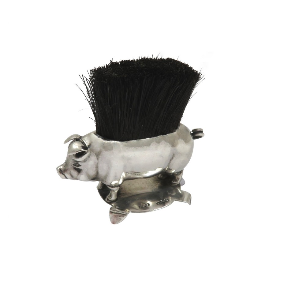 Antique Sterling Silver Desk Top 'Pig' Pen Wipe 1924 View IX