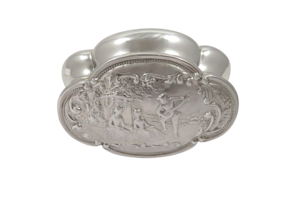 Antique Victorian Sterling Silver 'Music Lesson' Trinket Box 1899 View IV