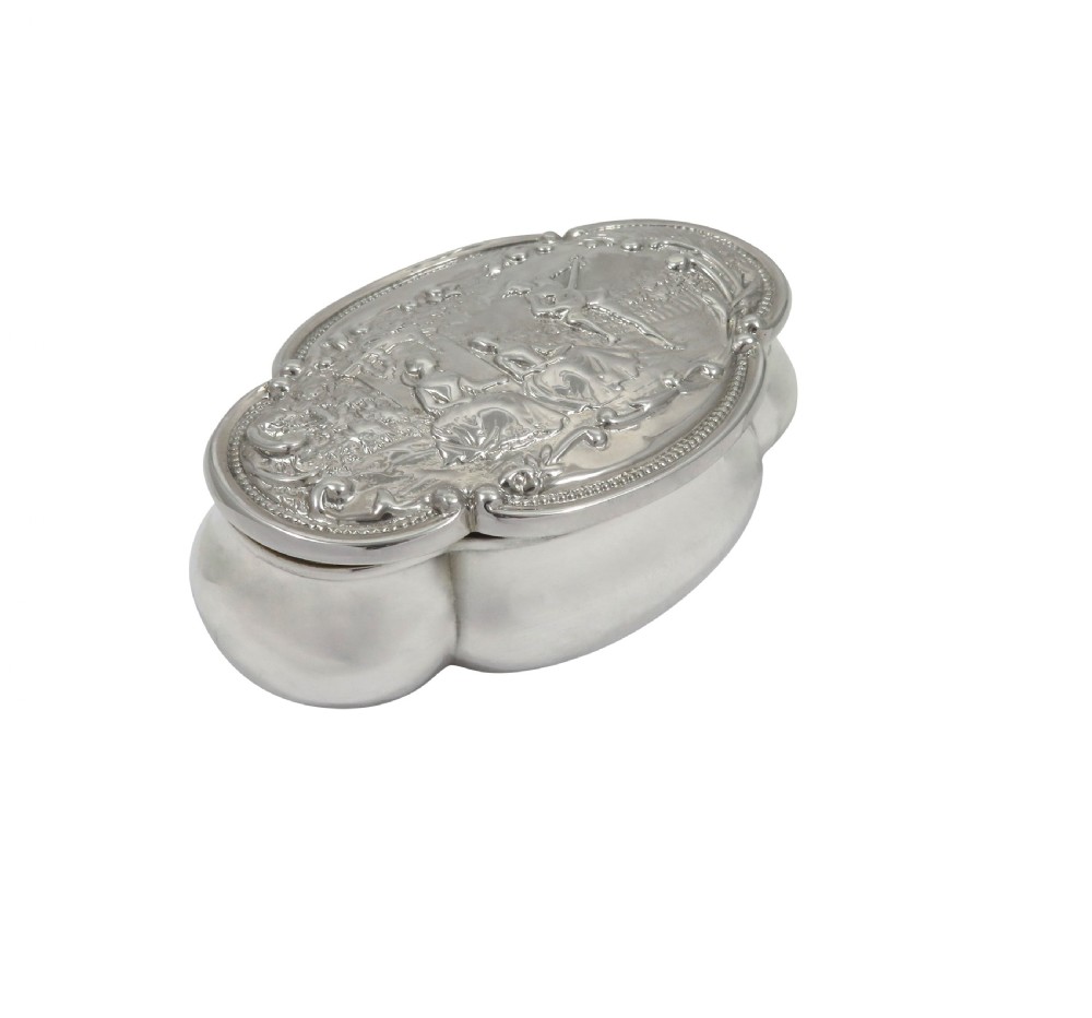 Antique Victorian Sterling Silver 'Music Lesson' Trinket Box 1899 View V