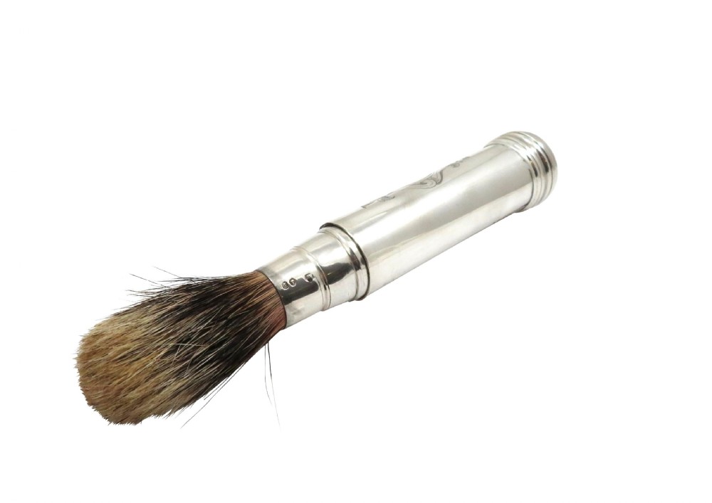 Antique Victorian Sterling Silver Travelling Shaving Brush 1854 View V
