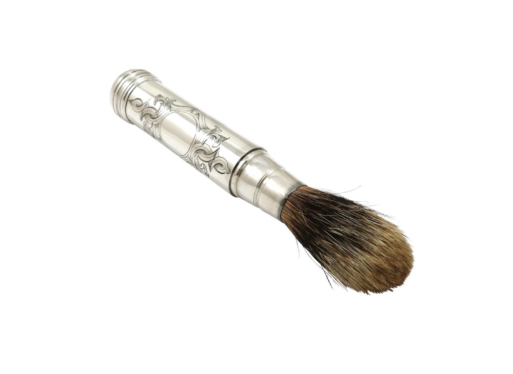 Antique Victorian Sterling Silver Travelling Shaving Brush 1854 View X