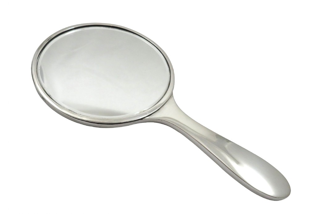 Antique Sterling Silver & Blue Enamel Hand Mirror 1927 View III