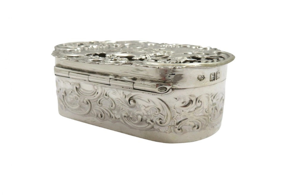 Antique Sterling Silver Pierced Wedding Box 1912 View VI
