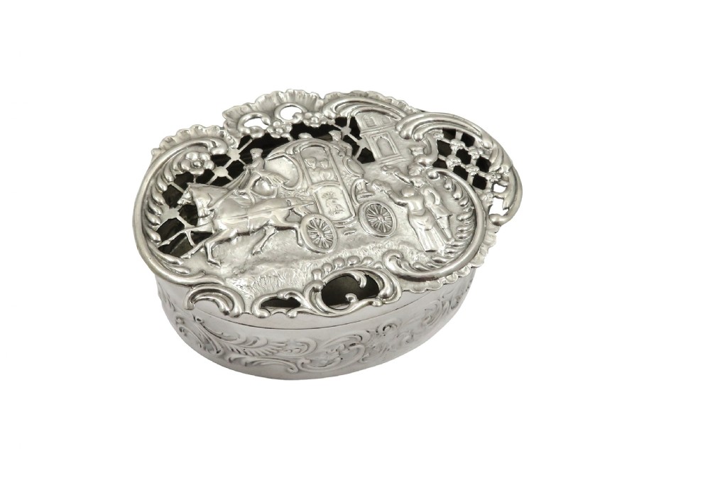 Antique Sterling Silver Pierced Wedding Box 1912 View IX