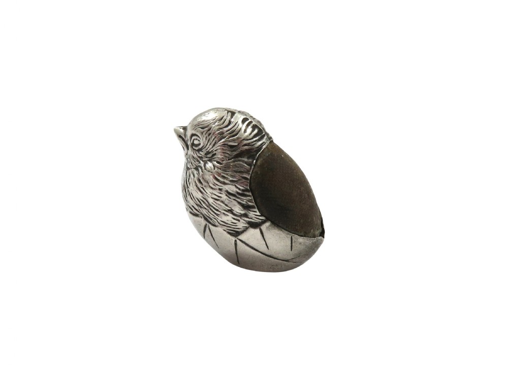 Antique Edwardian Sterling Silver 'Chick' Pin Cushion 1907 View V