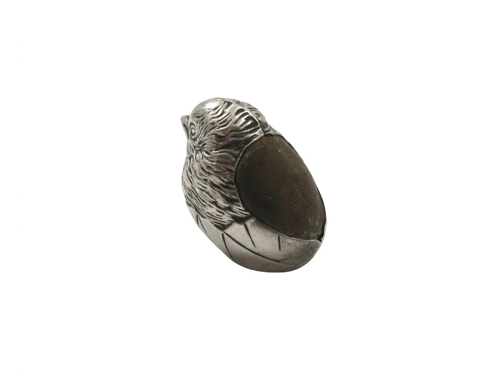 Antique Edwardian Sterling Silver 'Chick' Pin Cushion 1907 View VIII