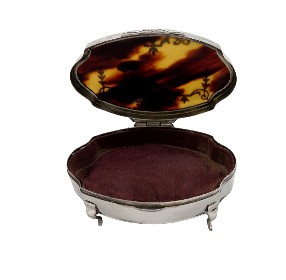 Antique Sterling Silver & Tortoiseshell Trinket Box 1916 View III