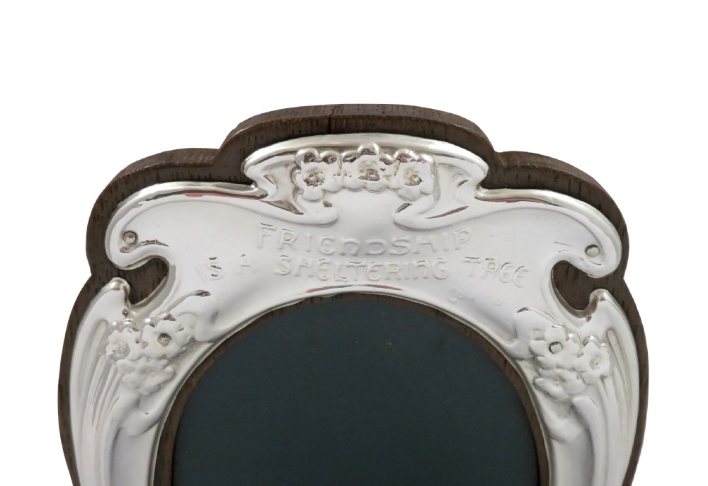 Antique Art Nouveau Sterling Silver Photo Frame 1904 - Friendship is a Sheltering Tree View II