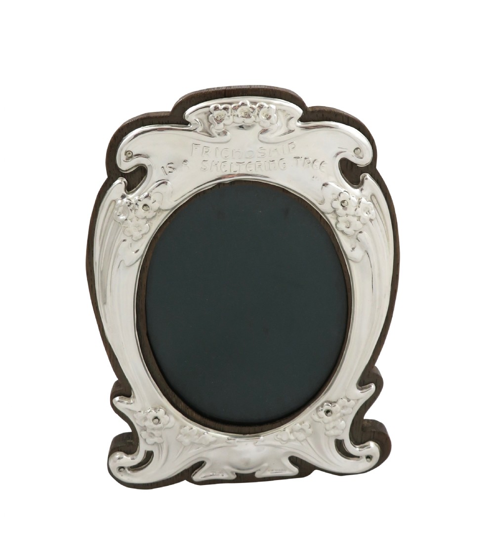 Antique Art Nouveau Sterling Silver Photo Frame 1904 - Friendship is a Sheltering Tree View V