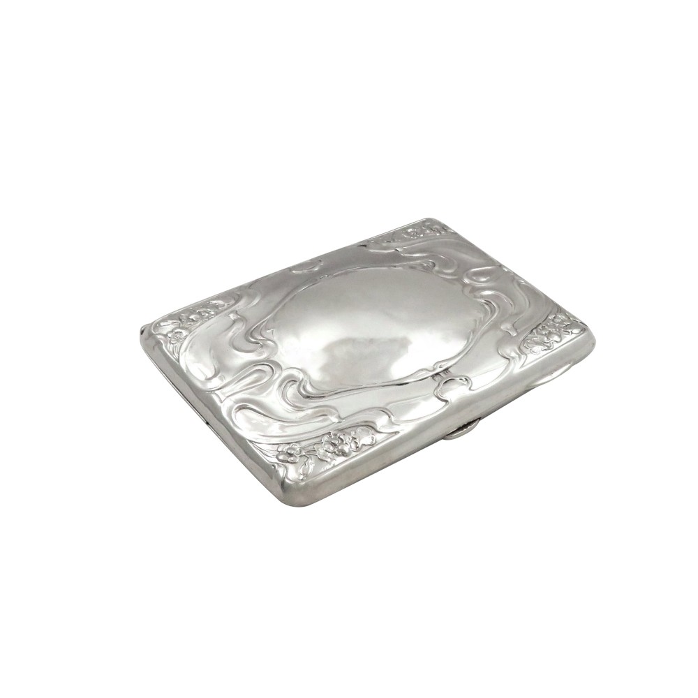 Antique Art Nouveau Sterling Silver Calling Card Case 1902