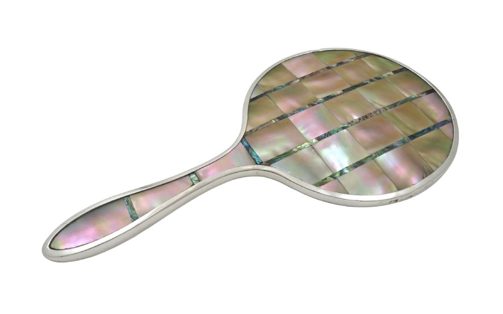 Antique Sterling Silver & Mother of Pearl Hand Mirror 1922 View IV