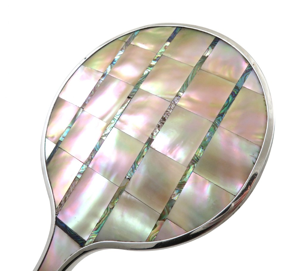 Antique Sterling Silver & Mother of Pearl Hand Mirror 1922 View VII