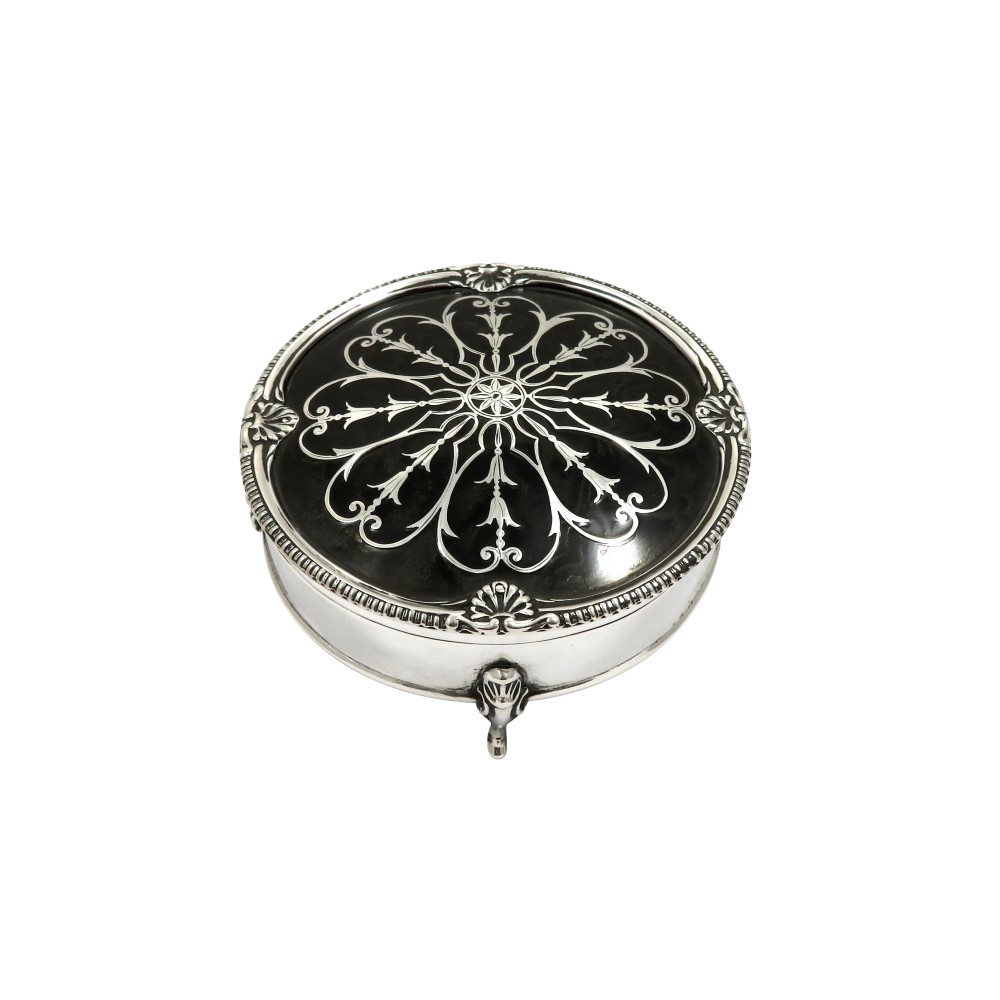 Antique Sterling Silver & Tortoiseshell Trinket Box 1912