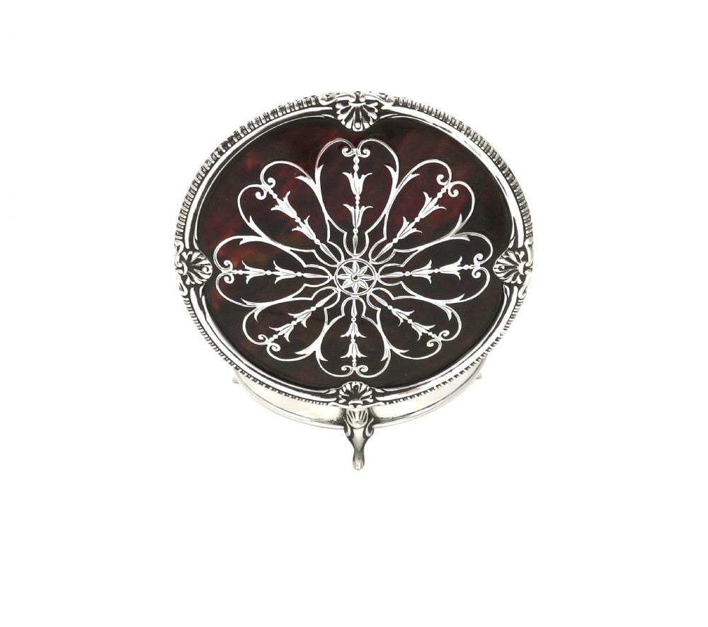 Antique Sterling Silver & Tortoiseshell Trinket Box 1912 View II