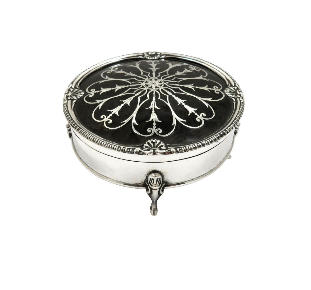 Antique Sterling Silver & Tortoiseshell Trinket Box 1912 View IV