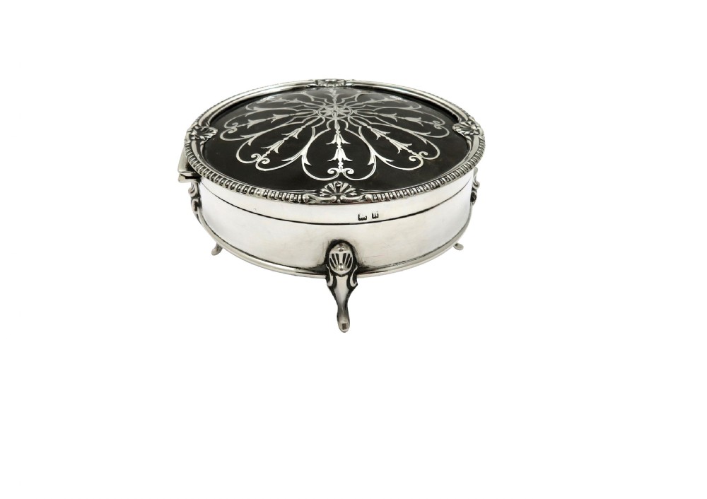 Antique Sterling Silver & Tortoiseshell Trinket Box 1912 View IX