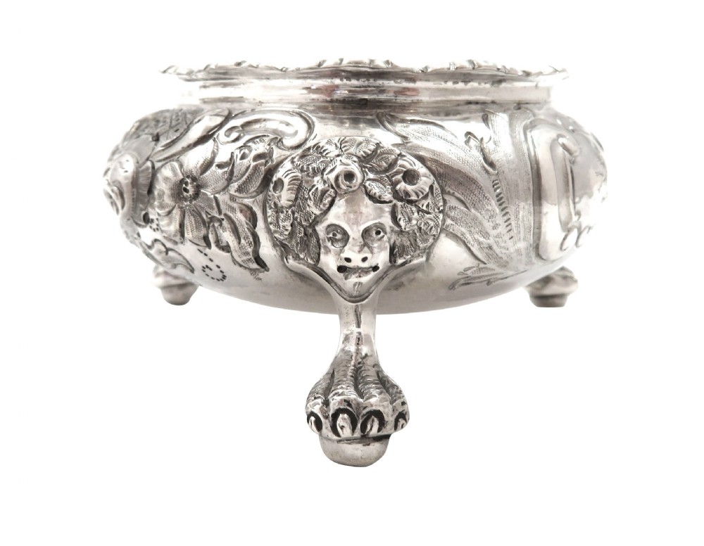 Pair of Antique Victorian Sterling Silver Salts with Liners 1855 View VII