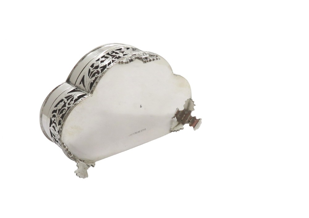 Antique Sterling Silver Pierced Trinket Box - Birds -  1916 View V
