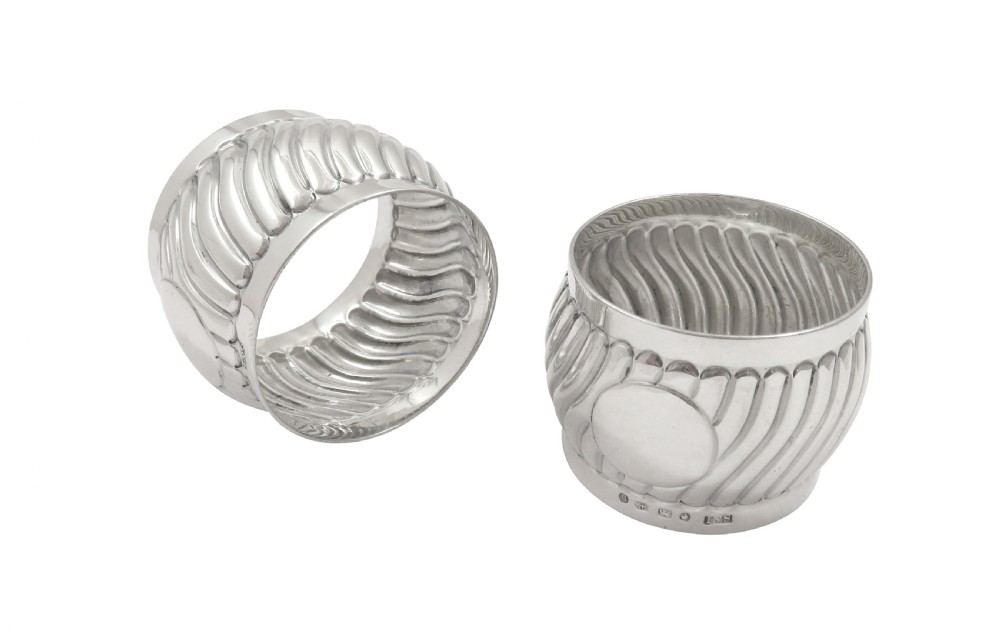 Pair of Antique Victorian Sterling Silver Napkin Rings in Case 1887 View II