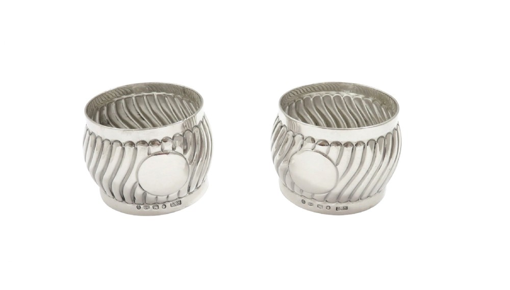 Pair of Antique Victorian Sterling Silver Napkin Rings in Case 1887 View IV